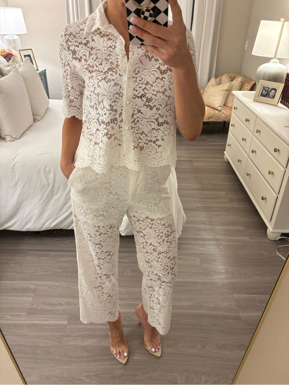 🤍 NWT GALITA Floral Lace Two-Piece Top & Pant Set